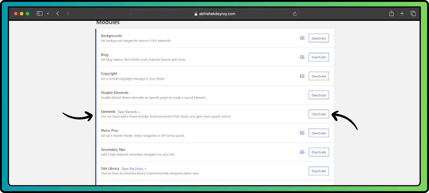 Activate GeneratePress Elementor Module