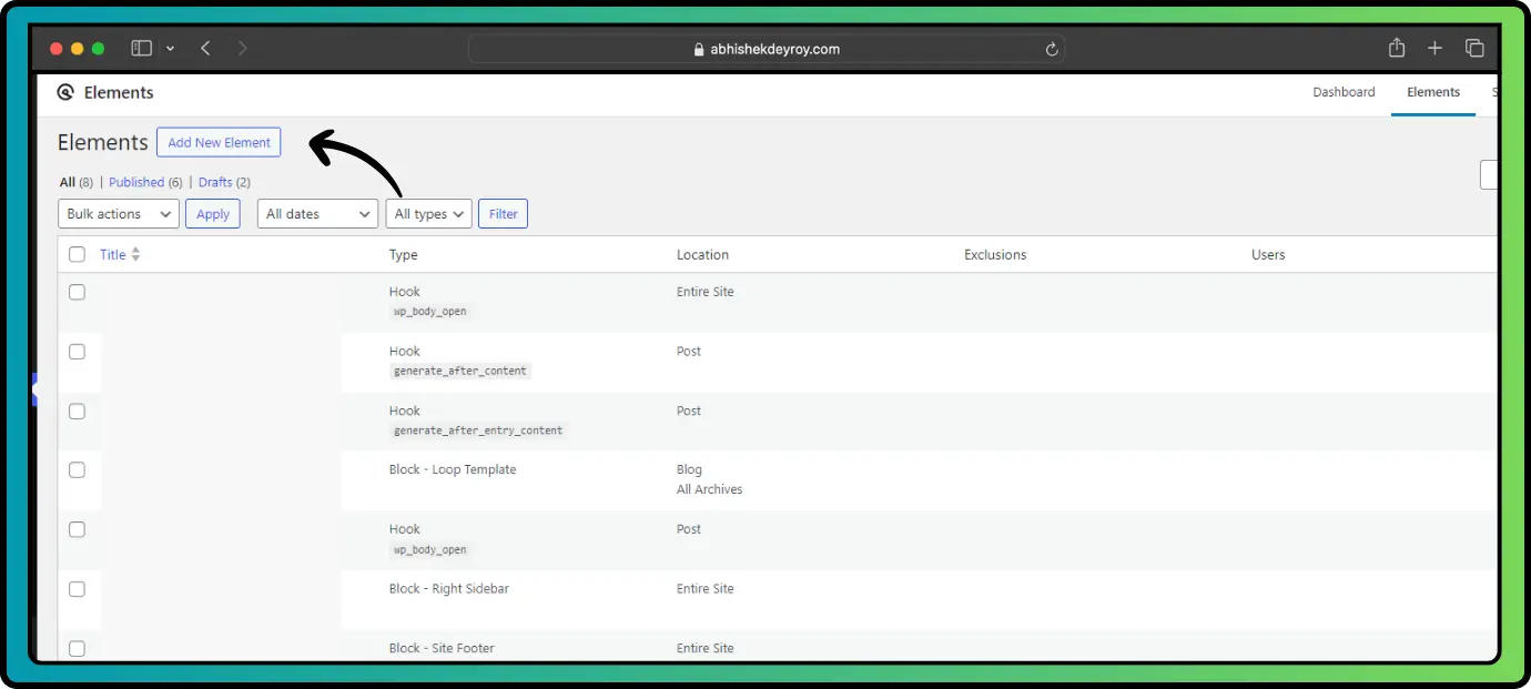 Custom footer in GeneratePress